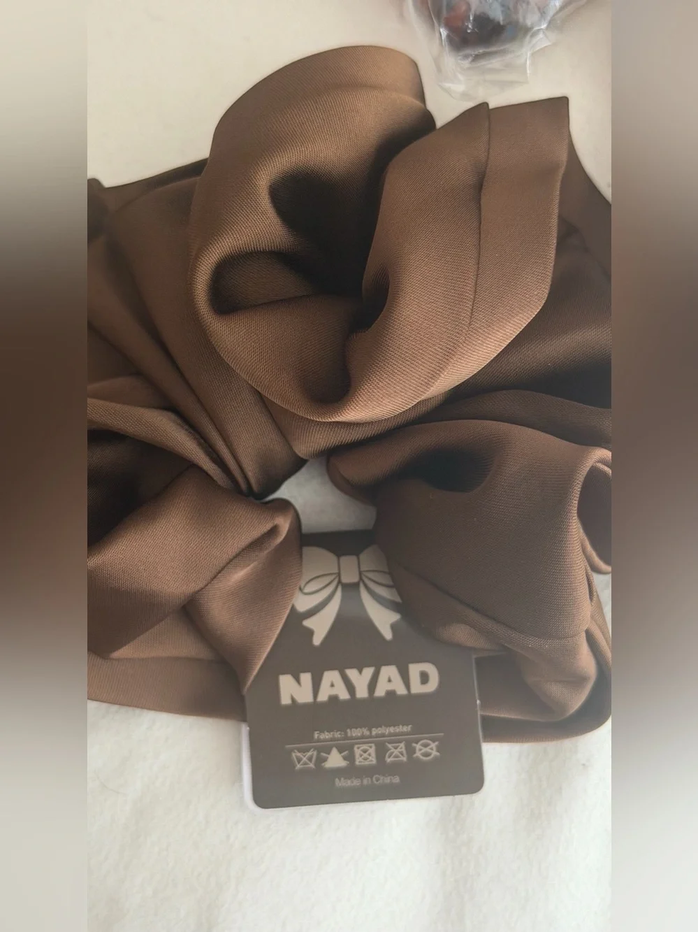 Naya Brown Satin Scrunchie with Tortoiseshell Clip Set